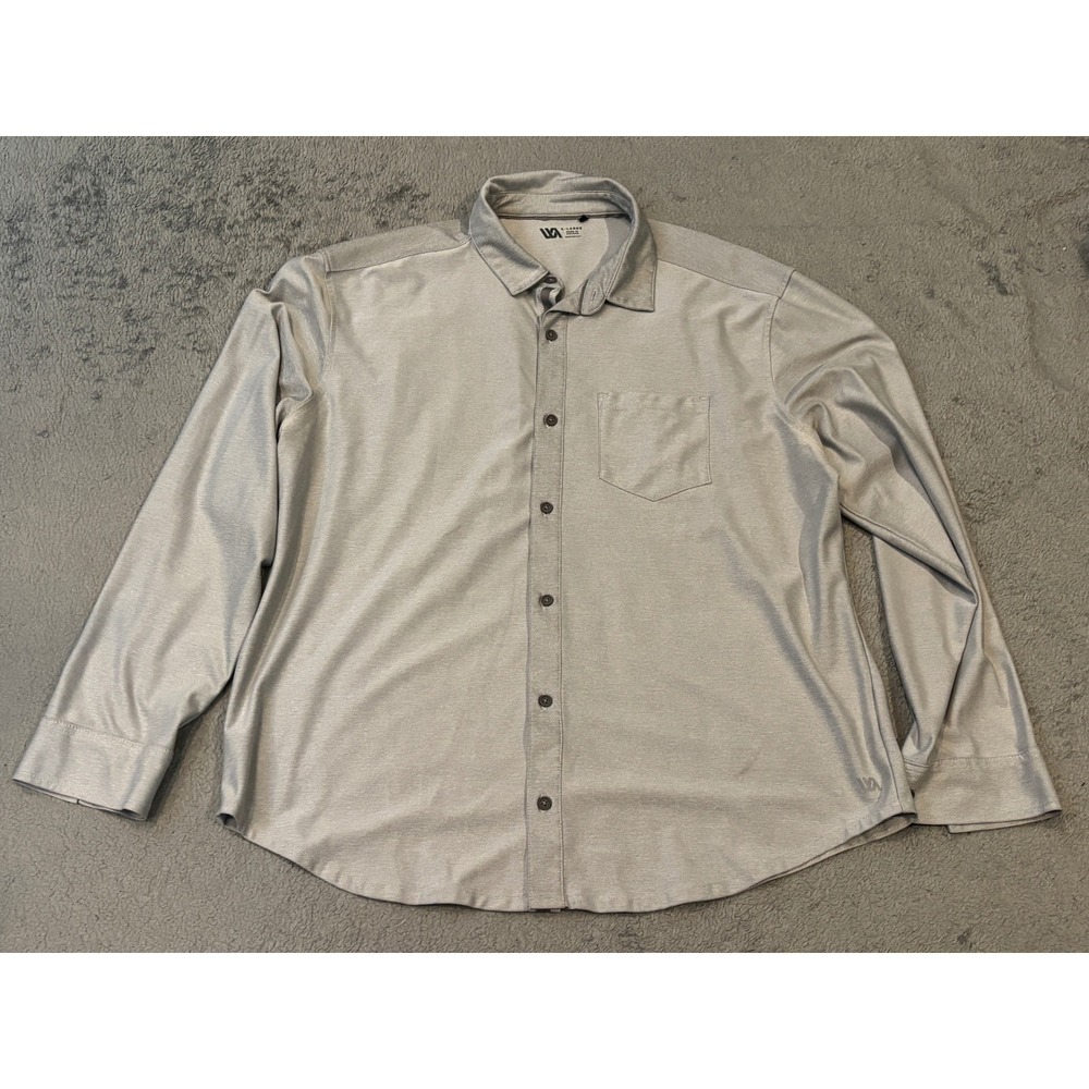 VRST Mens Long Sleeve Button Down Shirt Gray Performance Stretch XL Pocket